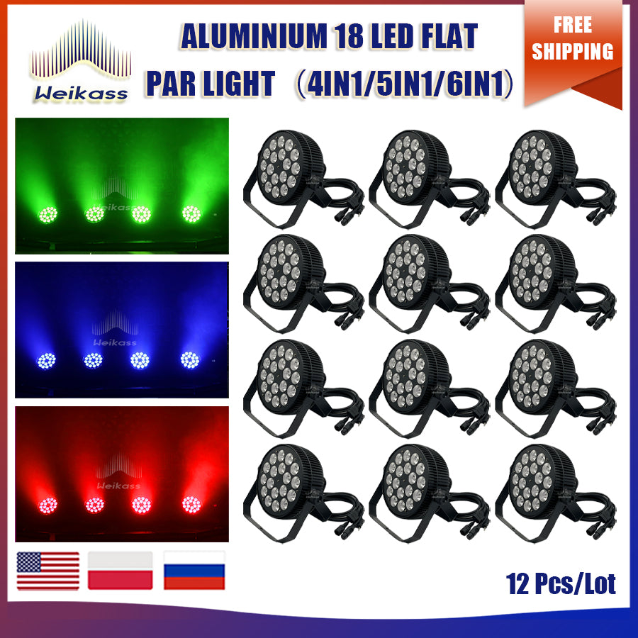 No Tax 4-32Pcs Aluminum Flat Par 18x12/18w 4/5/6in1 Alloy Par Led Slim Par RGBWA UV Professional Dj Par Wash Light High