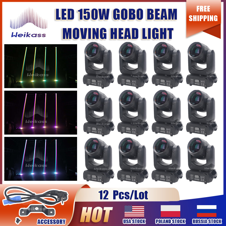 No Duty 1-12Pcs Mini 150W LED Beam Spot Light 6+12 Rotating Prism Moving Head Light For DJ Bar Disco Party Club Stage Effect Lighting