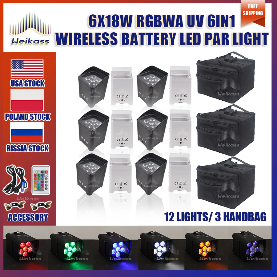 0 Tax 1-28Pcs Wireless Remote Control Wifi APP Smart LED Par 6x18W 6in1 RGBAW+UV Battery Lighting Disco DJ Stage Party Nightclub