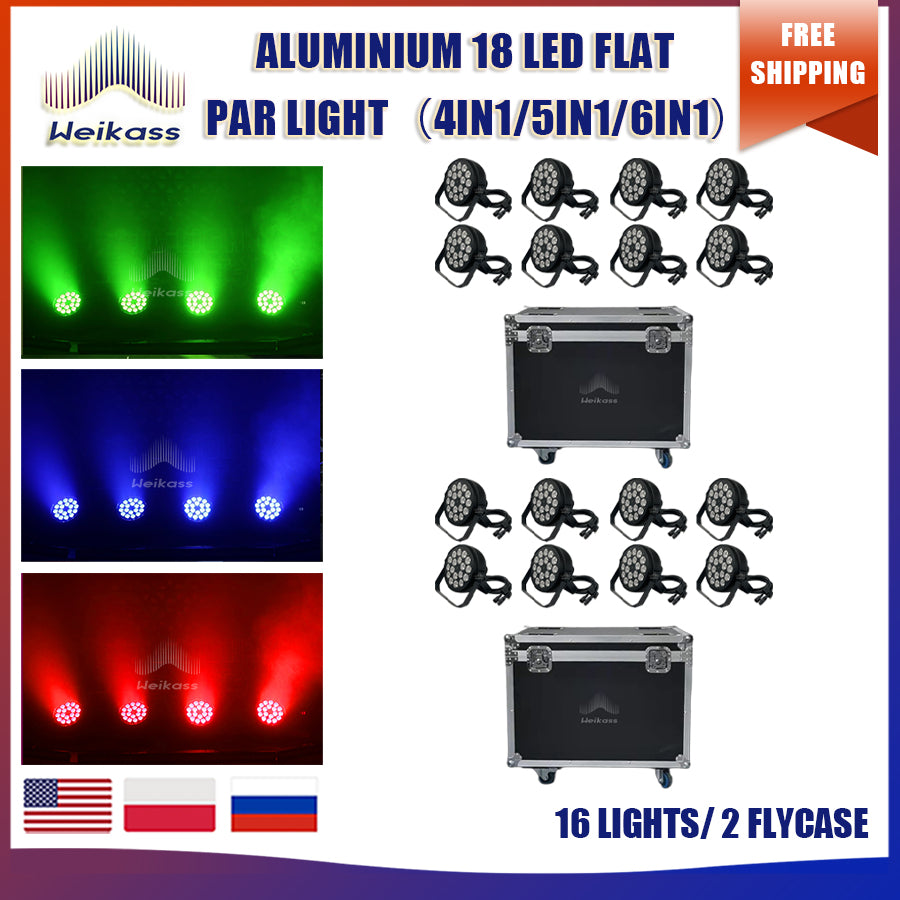 No Tax 4-32Pcs Aluminum Flat Par 18x12/18w 4/5/6in1 Alloy Par Led Slim Par RGBWA UV Professional Dj Par Wash Light High