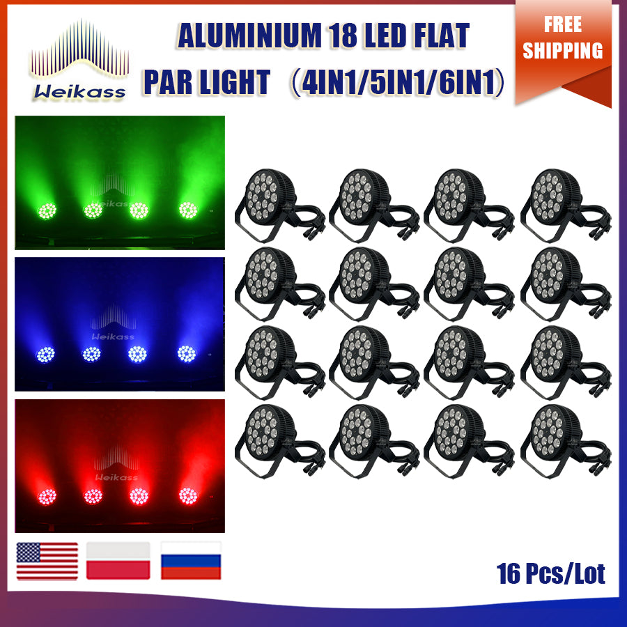 No Tax 4-32Pcs Aluminum Flat Par 18x12/18w 4/5/6in1 Alloy Par Led Slim Par RGBWA UV Professional Dj Par Wash Light High