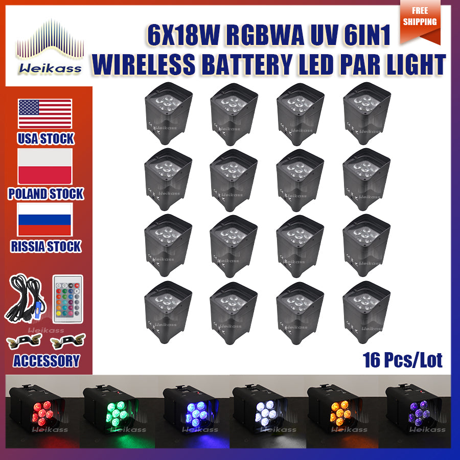 0 Tax 1-28Pcs Wireless Remote Control Wifi APP Smart LED Par 6x18W 6in1 RGBAW+UV Battery Lighting Disco DJ Stage Party Nightclub