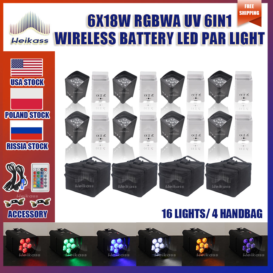 0 Tax 1-28Pcs Wireless Remote Control Wifi APP Smart LED Par 6x18W 6in1 RGBAW+UV Battery Lighting Disco DJ Stage Party Nightclub