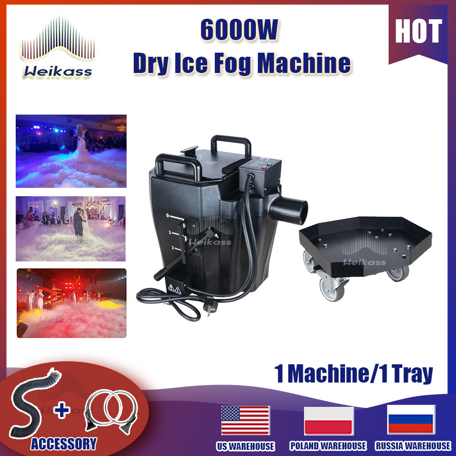 No Tax 1Pcs 220V/110V Stage Special Effects 6000W High Power Low Lying Ground Smoke Fog Machine DMX Dry  With 1 Tray