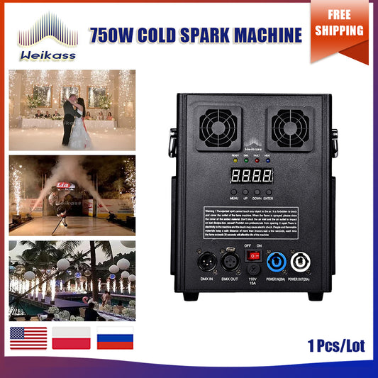 N0 Tax 1Pcs 750W Cold Spark Machine Cold Firework Machine DMX Remote Control LCD Cold Sparking Machine for DJ DISCO Wedding