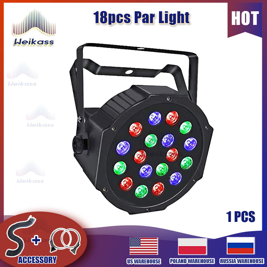 No Tax 1-40Pcs 18LED Polypropylene Par Light RGB Light DMX Control Self-propelled Professional DJ Disco Par For Party DJ Disco Wedding Stage