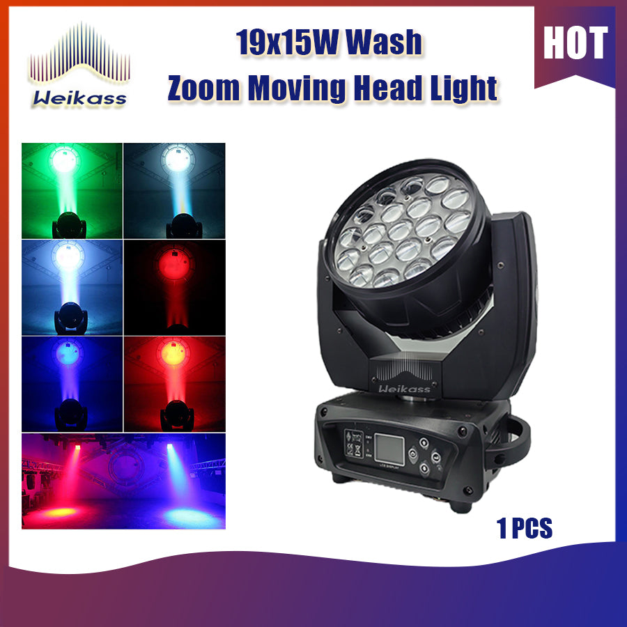 0 Tax 1-16Pcs19x15W Led Moving Head RGBW Beam Wash Zoom Moving Head Light DJ Stage Light Equipment Concert Productions Professionals Wedding