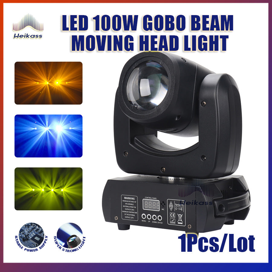 No Tax 1Pcs Moving Head LED 100W Beam DMX Light With 8 Colors 8 Gobos Rotating Prism Effect Sound Arrive For DJ Party Club Event