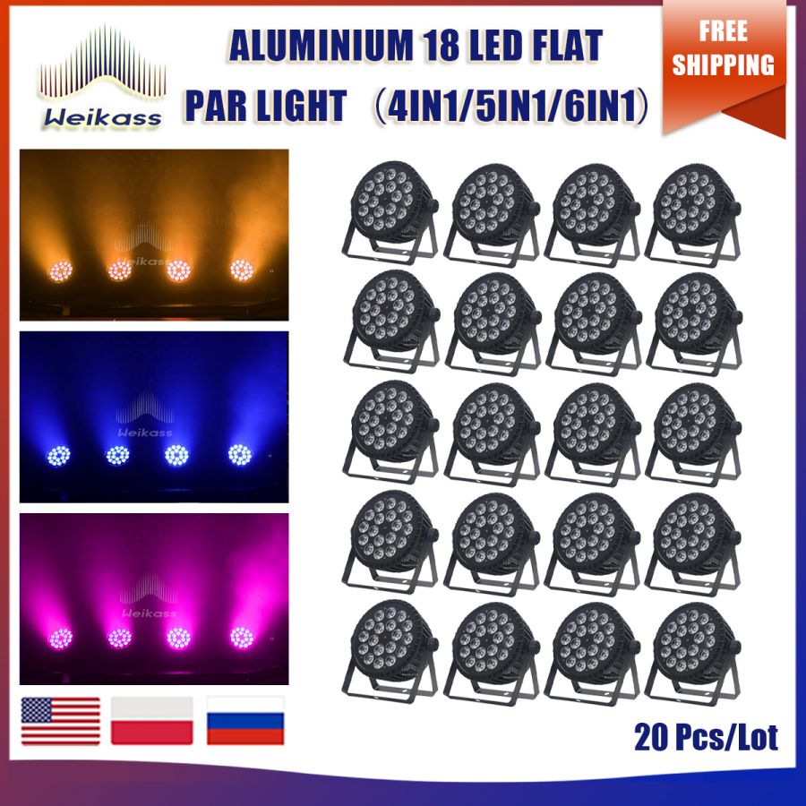 No Tax 4-32Pcs Aluminum Par Light 18x12W/18x18w RGBW/RGBWA 4in1 LED Flat Stage Light DMX512 Control Birthday  Party DJ Disco Lighting