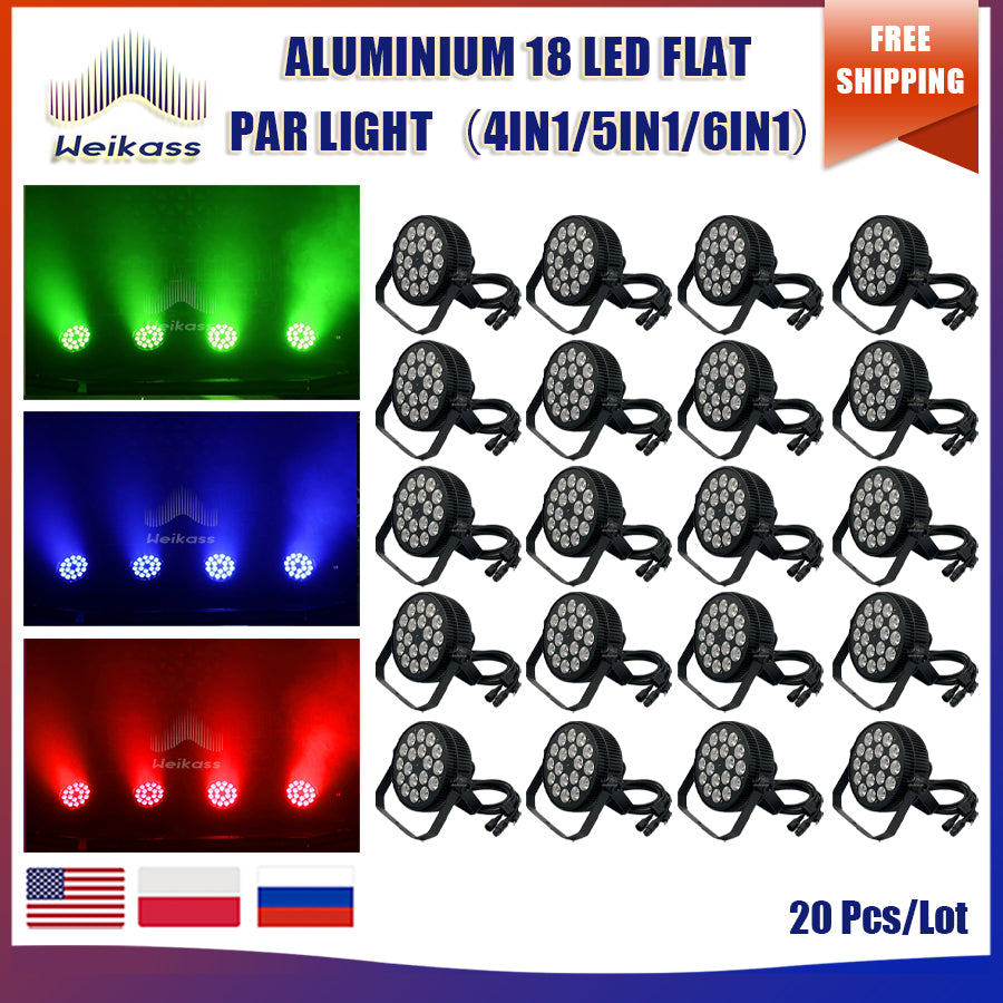 No Tax 4-32Pcs Aluminum Flat Par 18x12/18w 4/5/6in1 Alloy Par Led Slim Par RGBWA UV Professional Dj Par Wash Light High