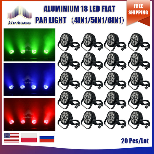 No Tax 20Pcs Aluminum Alloy LED Flat Big Par 18x12w/18w RGBW 4/5/6in1 Lighting Suitable For DJ Disco Family birthday party