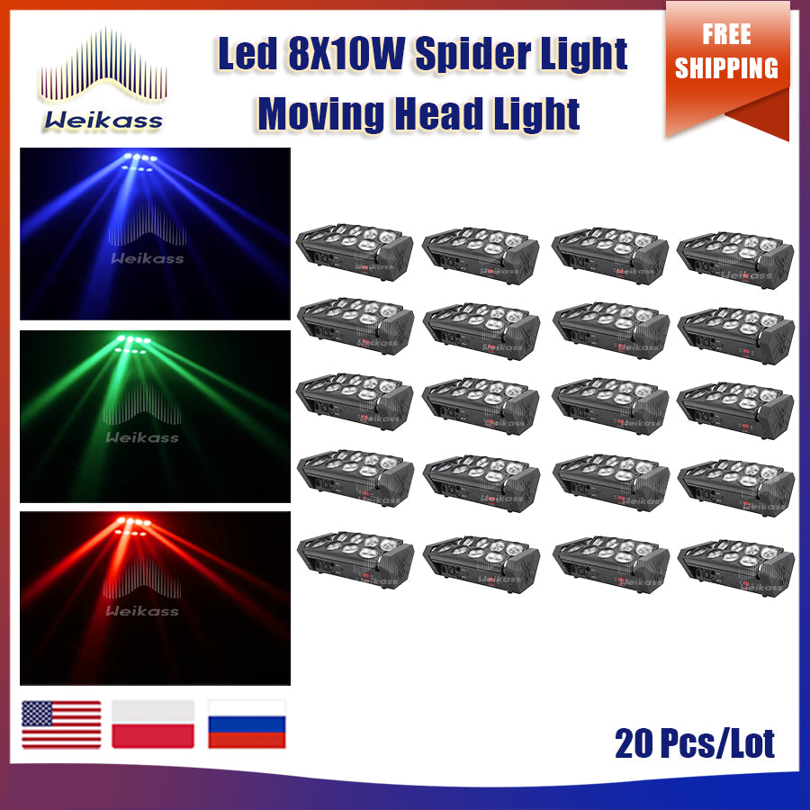 0 Tax 1-30Pcs LED 8x10W RGBW Moving Head Light LED Spider Beam Stage Lighting DMX 512 Spider Light Good for DJ Nightclub Party