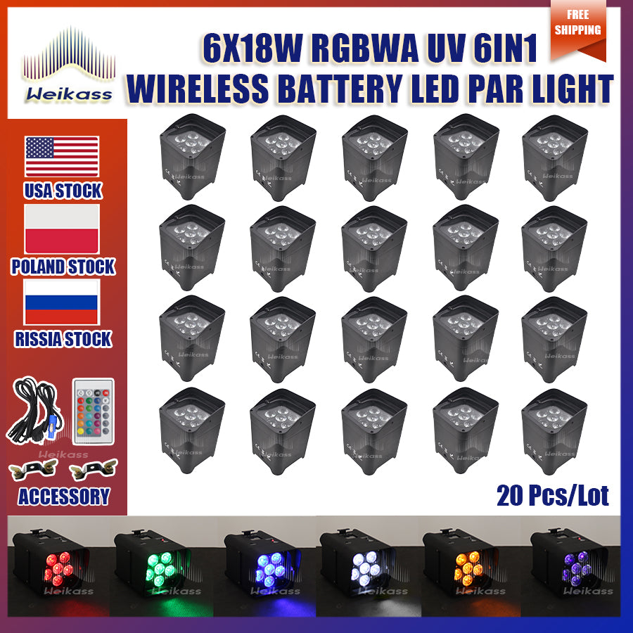 0 Tax 1-28Pcs Wireless Remote Control Wifi APP Smart LED Par 6x18W 6in1 RGBAW+UV Battery Lighting Disco DJ Stage Party Nightclub