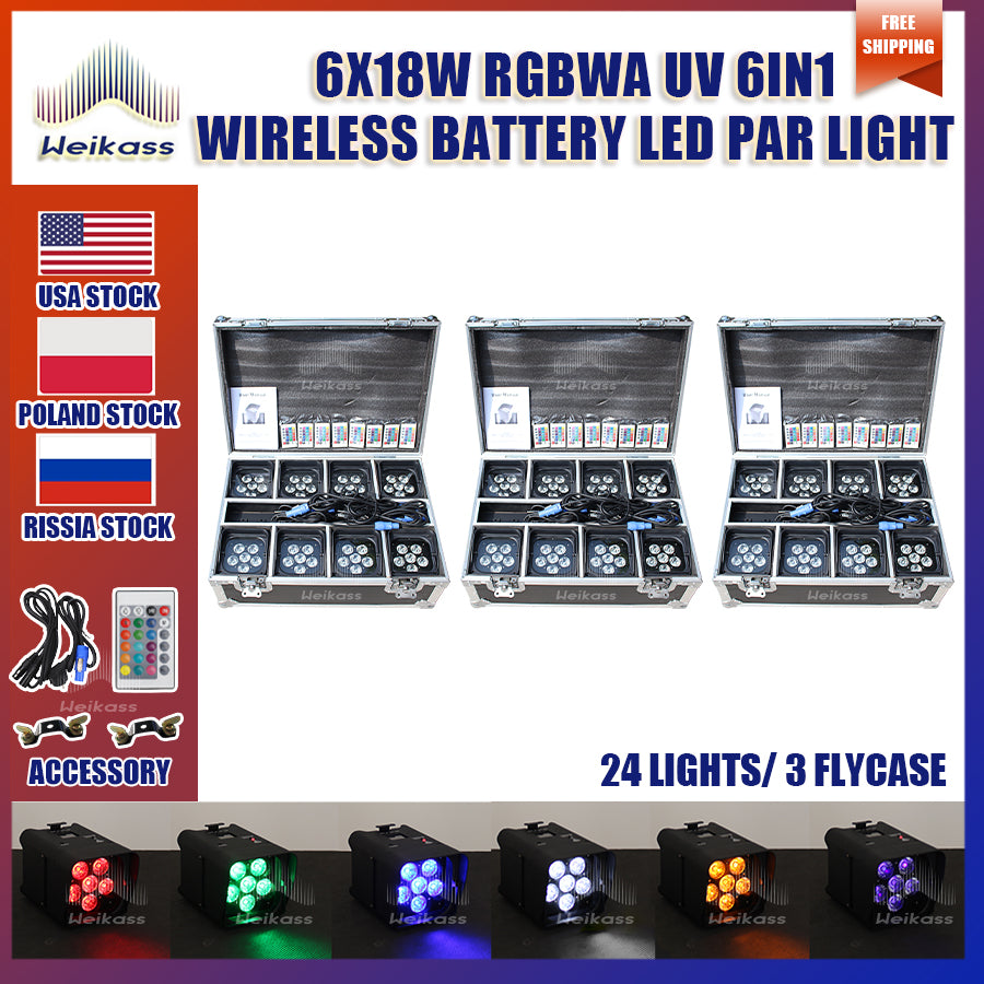 0 Tax 1-28Pcs Wireless Remote Control Wifi APP Smart LED Par 6x18W 6in1 RGBAW+UV Battery Lighting Disco DJ Stage Party Nightclub