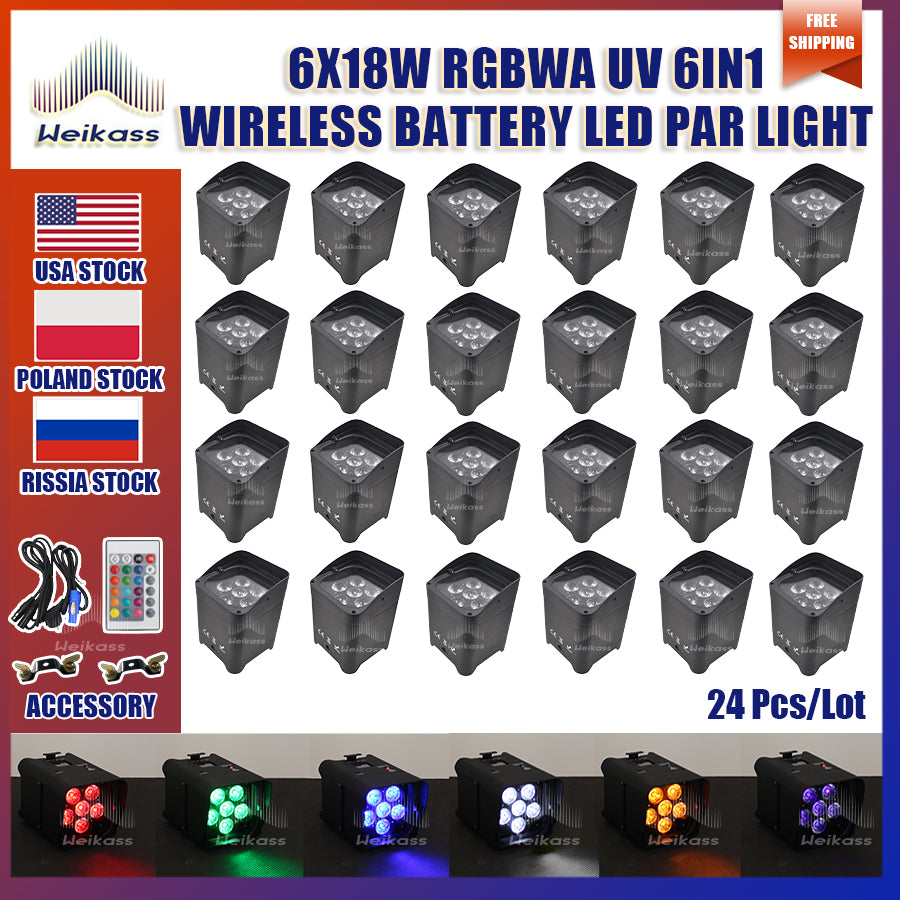 0 Tax 1-28Pcs Wireless Remote Control Wifi APP Smart LED Par 6x18W 6in1 RGBAW+UV Battery Lighting Disco DJ Stage Party Nightclub