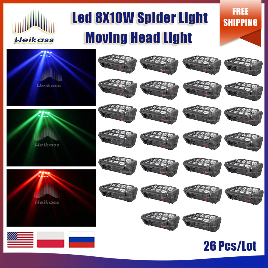 0 Tax 1-30Pcs LED 8x10W RGBW Moving Head Light LED Spider Beam Stage Lighting DMX 512 Spider Light Good for DJ Nightclub Party