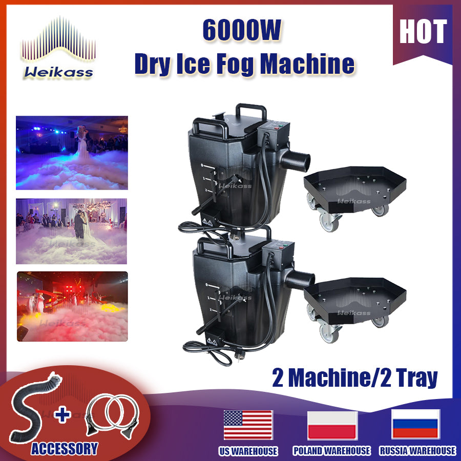 0 Tax 2Pcs NEW 6000w Dry Ice Machine Fogger Machine Low Ground Lying First Dance Ice Machine With 2 Trays For Wedding Show