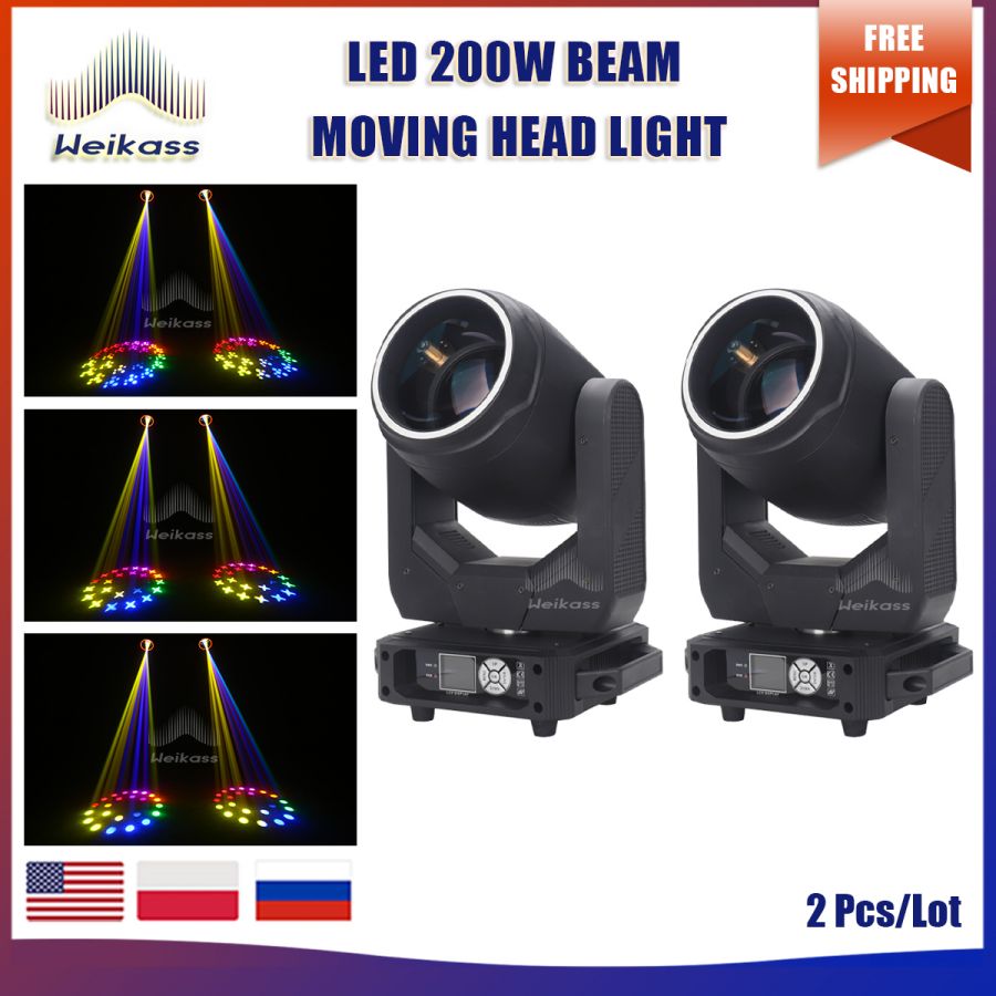 No Tax 2Pcs/Lot Beam 200W Moving Head Lighting DMX 512 Control 24Prism For DJ Bar Disco Concert Party Activities Fast Delivery