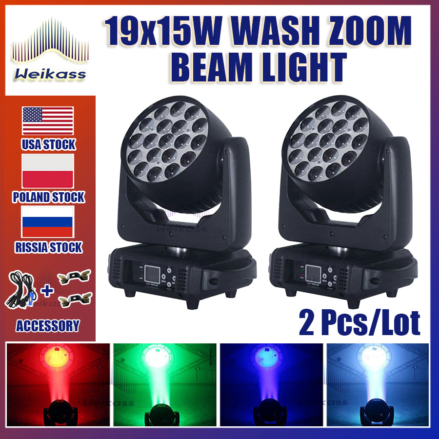 0 Tax 1-16Pcs 19x15W Led Moving Head Zoom Lyre Wash Light RGBW Beam Effect Perfect For Stage TV Theatre And TV Studio