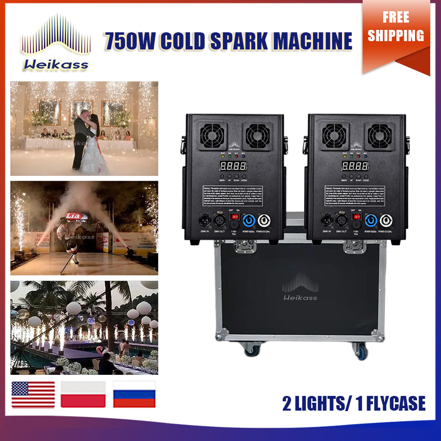 Weikass 750W Electronic Cold Spark Machine Fireworks Dmx Stage Effect 750W Ti Powder The Wedding Party Disco Dj Bar (1Pack)