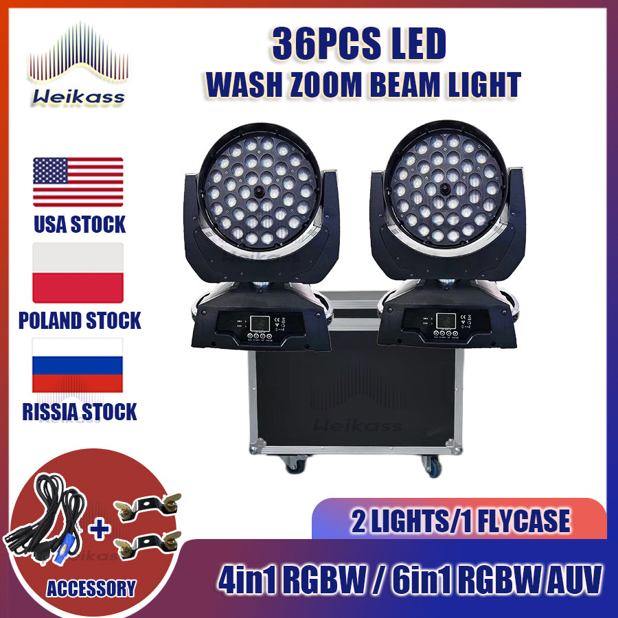 0 Tax 1-12pcs Lyre Zoom Wash Led 36x12w 4in1 With Hardcase Led Wash Zoom Moving Head Light 36x18W RGBWA+UV 6in1 Moving Head Wash