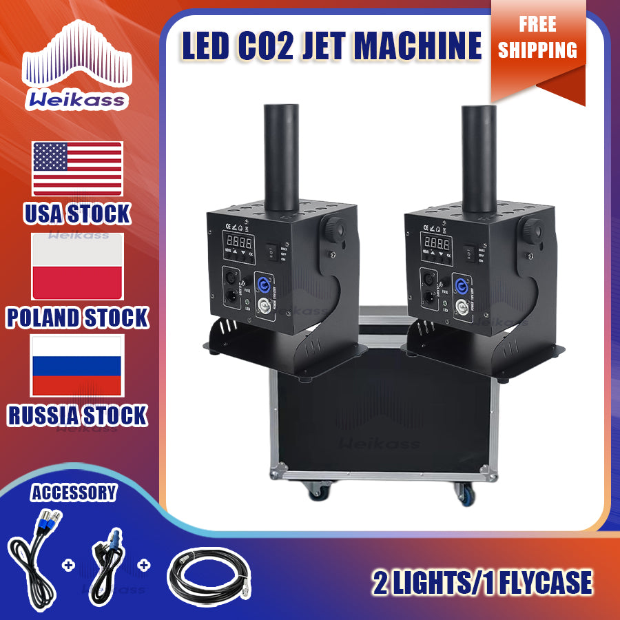 0 Tax 1 Flycase With 2pcs 12x3w LED CO2 Jet Machine Co2 Cryo Jet Canon Stage Effect Co2 Fog Machine With Free Co2 Gas Hose For Stage DJ Lighting