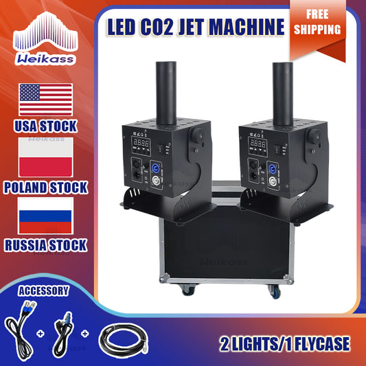 0 Tax 1 Flycase With 2pcs 12x3w LED CO2 Jet Machine Co2 Cryo Jet Canon Stage Effect Co2 Fog Machine With Free Co2 Gas Hose For Stage DJ Lighting