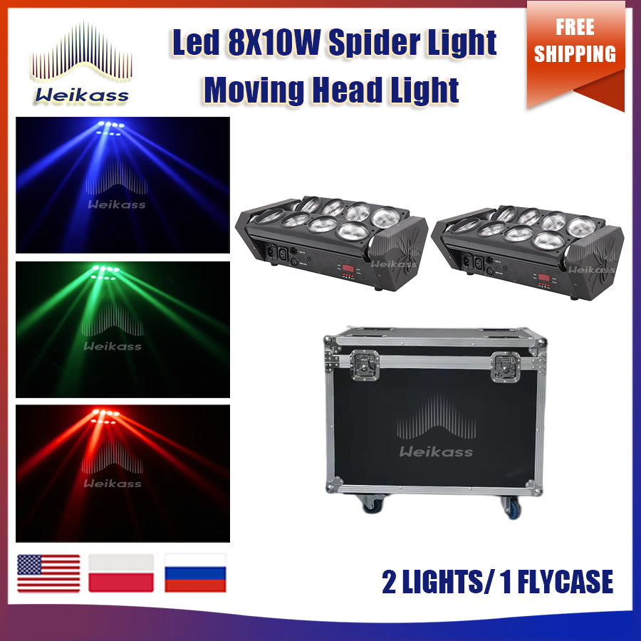 0 Tax 1-30Pcs LED 8x10W RGBW Moving Head Light LED Spider Beam Stage Lighting DMX 512 Spider Light Good for DJ Nightclub Party