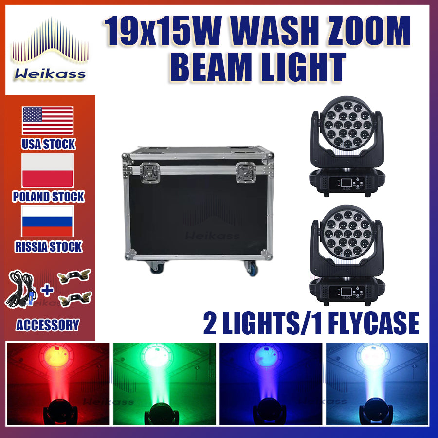 0 Tax 1-16Pcs 19x15W Led Moving Head Zoom Lyre Wash Light RGBW Beam Effect Perfect For Stage TV Theatre And TV Studio