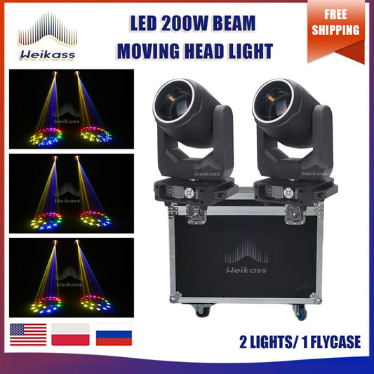 No Tax 2 Lights 1 Flight Case Led 200w Beam Moving Head Light DMX512 DJ & Bar & Party & Show & Stage Light & Christmas