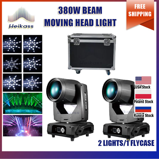 0 Tax 2Pcs  Beam 380W 20r Moving Head Light With 1Flightcase LED Moving Head Lighting Beam Spot Wash Stage Lights For Dj Disco KTV