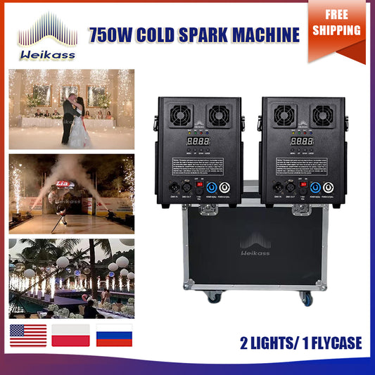 750W Cold Spark Machine Fireworks Dmx Stage Effect Ti Powder For The Wedding Party Disco Dj Bar Machines with Flightcase