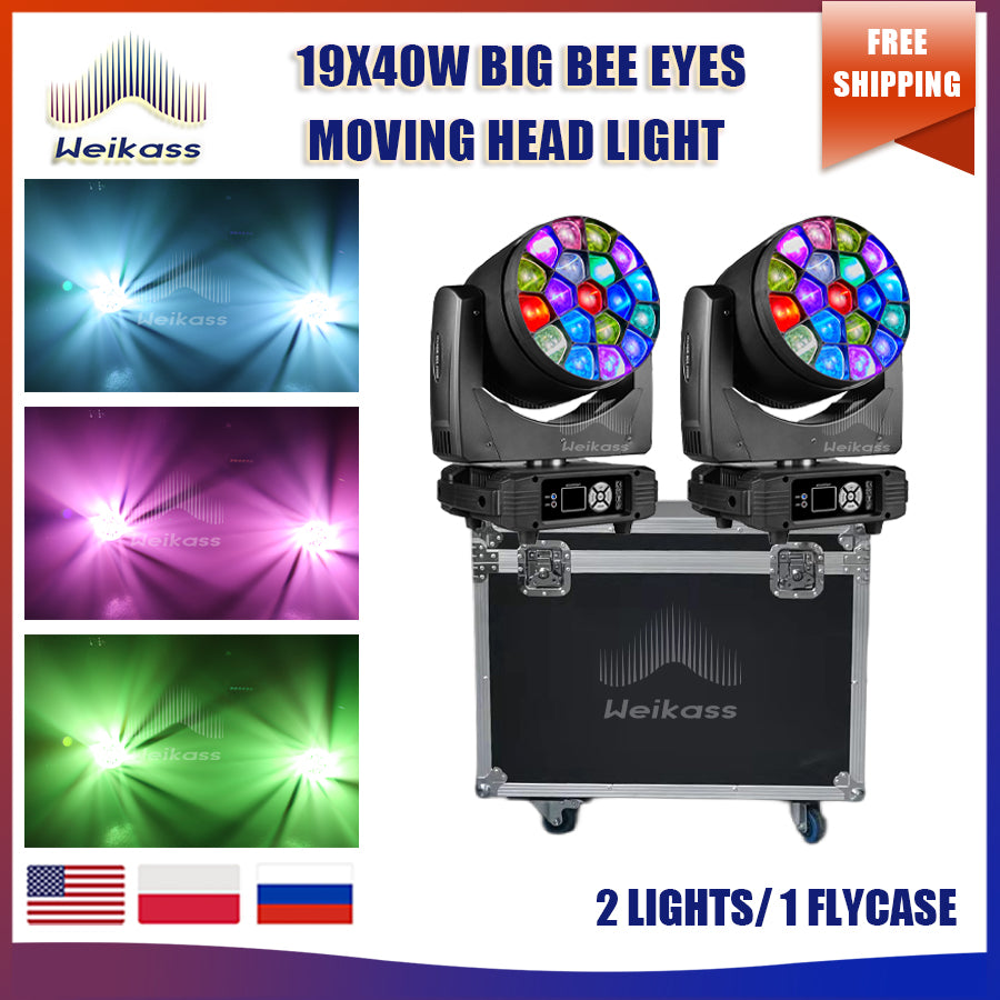 0 Tax 1-10Pcs LED Big Bees Eyes 19x40W Moving Head Led Laser Light For DJ Club Bar KTV Dance Stage Atmosphere Beam Disco Light