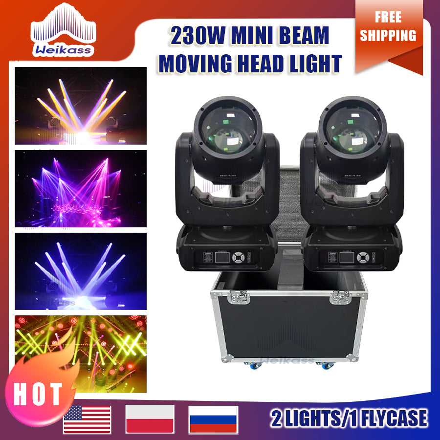 0 Tax 2Pcs Mini Beam 230W 7R Moving Head Light With 1Pc Flightcase Sharpy Beam Stage Disco Light