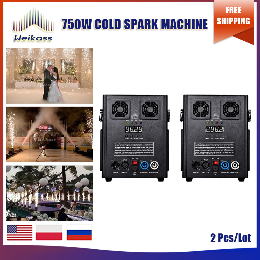 750W Cold Spark Machine Fireworks Dmx Stage Effect Ti Powder For The Wedding Party Disco Dj Bar Machines with Flightcase