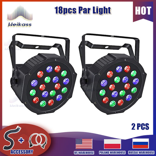 No Tax 2Pcs 18LED Polypropylene Par Led Slim Par Light RGB Remote Control Professional Dj Par Lighting Equipment High Quality