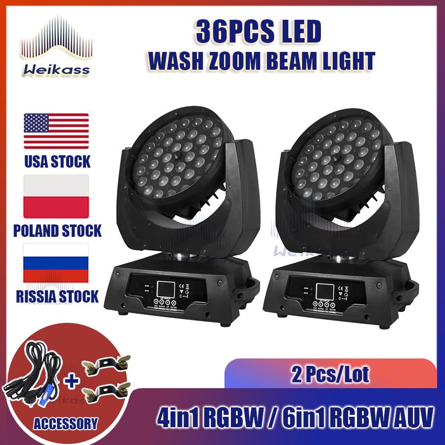 0 Tax 1-12pcs Lyre Zoom Wash Led 36x12w 4in1 With Hardcase Led Wash Zoom Moving Head Light 36x18W RGBWA+UV 6in1 Moving Head Wash