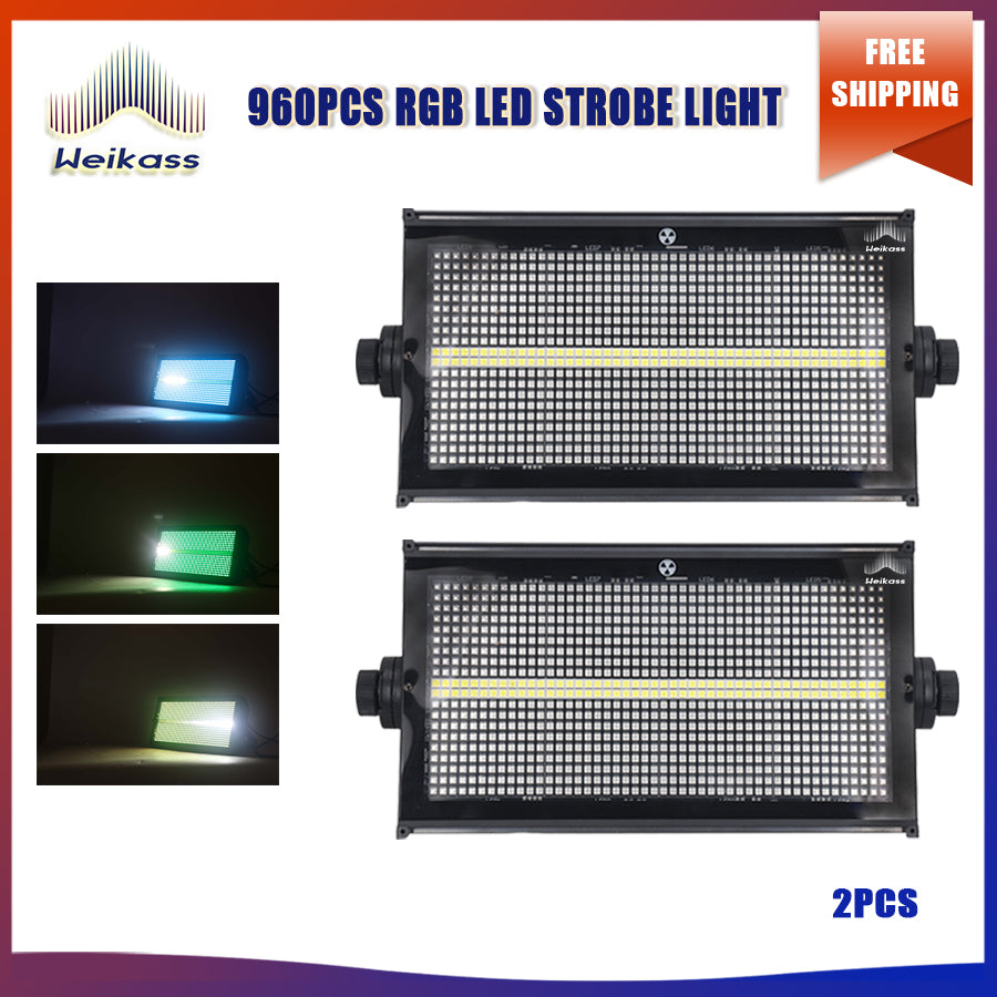 No Tax 2pcs LED Strobe Light  960pcs DMX RGB Strobe Light with DMX-512 Auto Sound Control Mode Led Stage Lights Disco  LED FlashLight