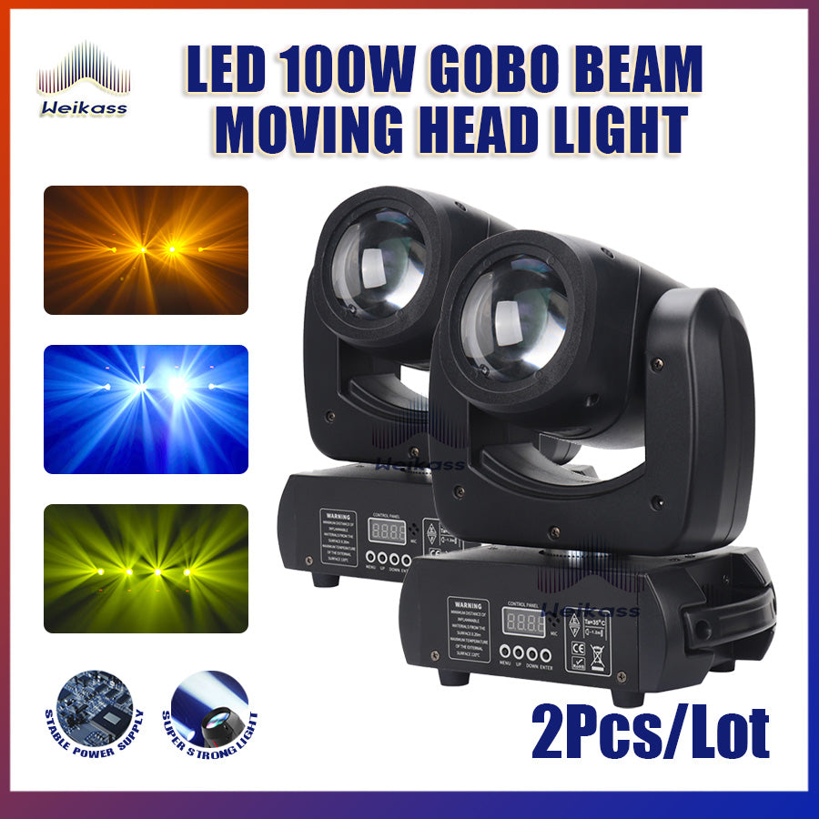 No Tax 2Pcs 100W Beam Gobo Light 18 Prism LED Spot Light Stage Effect Lighting DJ Disco Stage Moving Head Lights Stage DJ Lighting