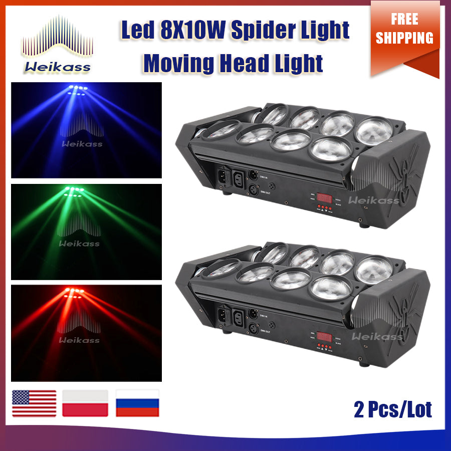 0 Tax 1-30Pcs LED 8x10W RGBW Moving Head Light LED Spider Beam Stage Lighting DMX 512 Spider Light Good for DJ Nightclub Party