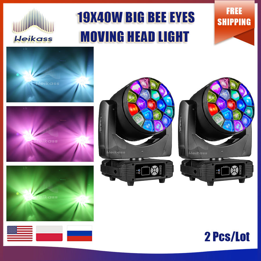 0 Tax 1-10Pcs LED Big Bees Eyes 19x40W Moving Head Led Laser Light For DJ Club Bar KTV Dance Stage Atmosphere Beam Disco Light