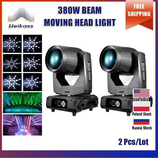 0 Tax 2Pcs New 20R 380W Beam Moving Head Light DMX512 Sound Control DJ Disco Music Party Bar Stage Lights Moving Head Light