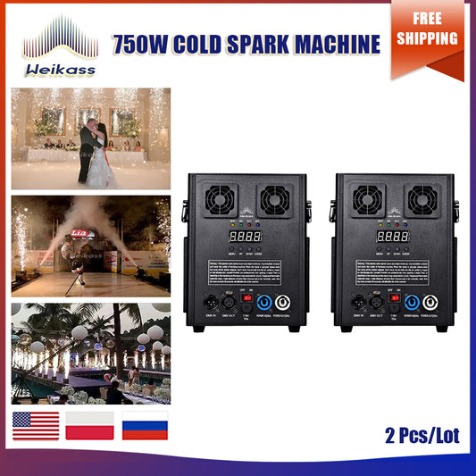 2PCS /Lot 750W Cold Spark Machine Fireworks Machine Fireworks with Remote Control DMX512 DJ Party Wedding Club Show Stage Effects