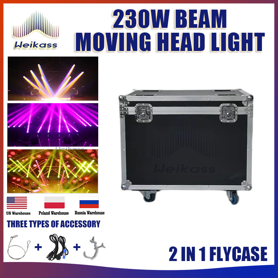 No Tax 1-12Pcs Professional DJ Light 230W Beam Moving Head Light High Definition Lens Big Beam Stage Light DMX Fixture