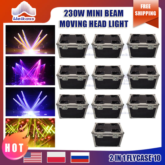 0 Tax 10Pcs Flightcases (no light) for  230W 7R Mini Stage Light Moving Head Beam With 14 Gobos Color Wheel With Power Concert DJ Event