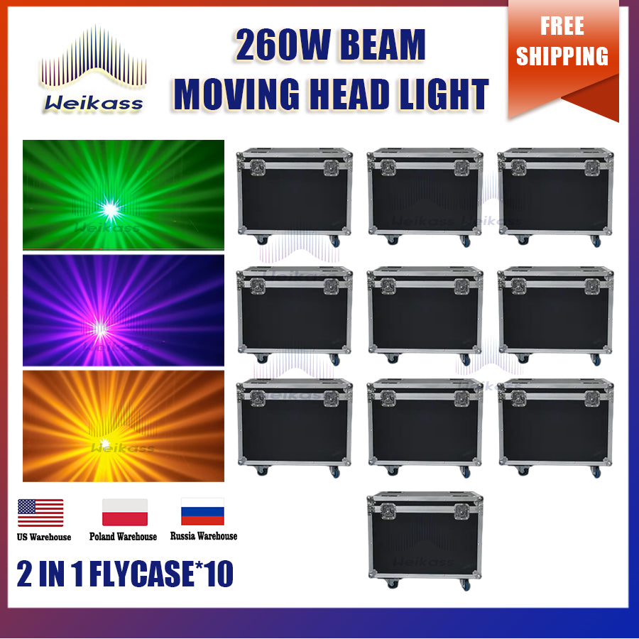 0 Tax 1-10Pcs 10R Beam 260W Moving Head Light Led Spot Dmx For Club Dj Stage Lighting Party Disco Wedding Event beam show Flightcase