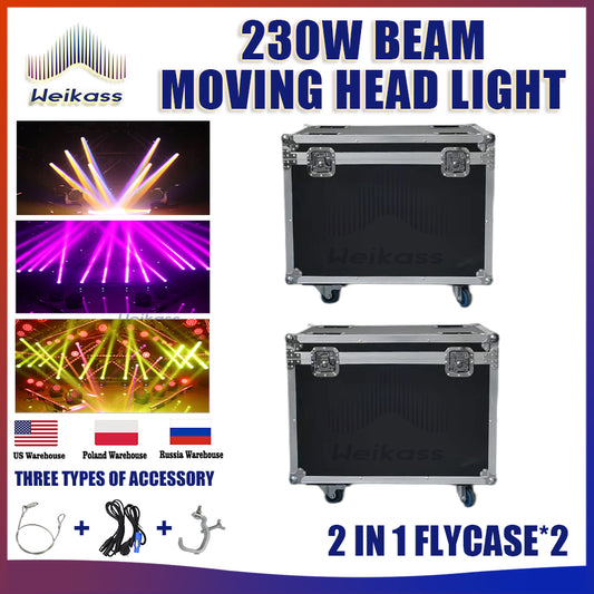 No Tax 2Pcs Flightcase For Professional DJ Light 230W Beam Moving Head Light High Definition Lens Big Beam Stage Light