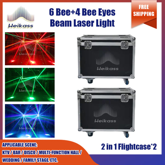 0 Tax 2 Flight Case For 6 Arms 6in1 LED Moving Head Stage Light RGBW Lighting Sound Activated DMX 512 for DJ Disco Party Music Pub