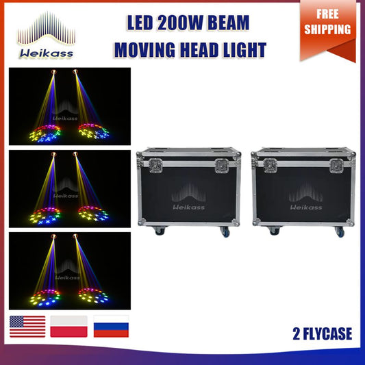 No Tax 2Pcs Flight Cases For LED DMX 200W Stage Lighting Moving Head Lights Beam for Club Dj Stage Lighting Party Disco