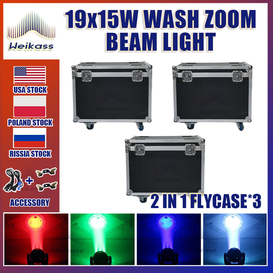 0 Tax 1-16Pcs 19x15W Led Moving Head Zoom Lyre Wash Light RGBW Beam Effect Perfect For Stage TV Theatre And TV Studio